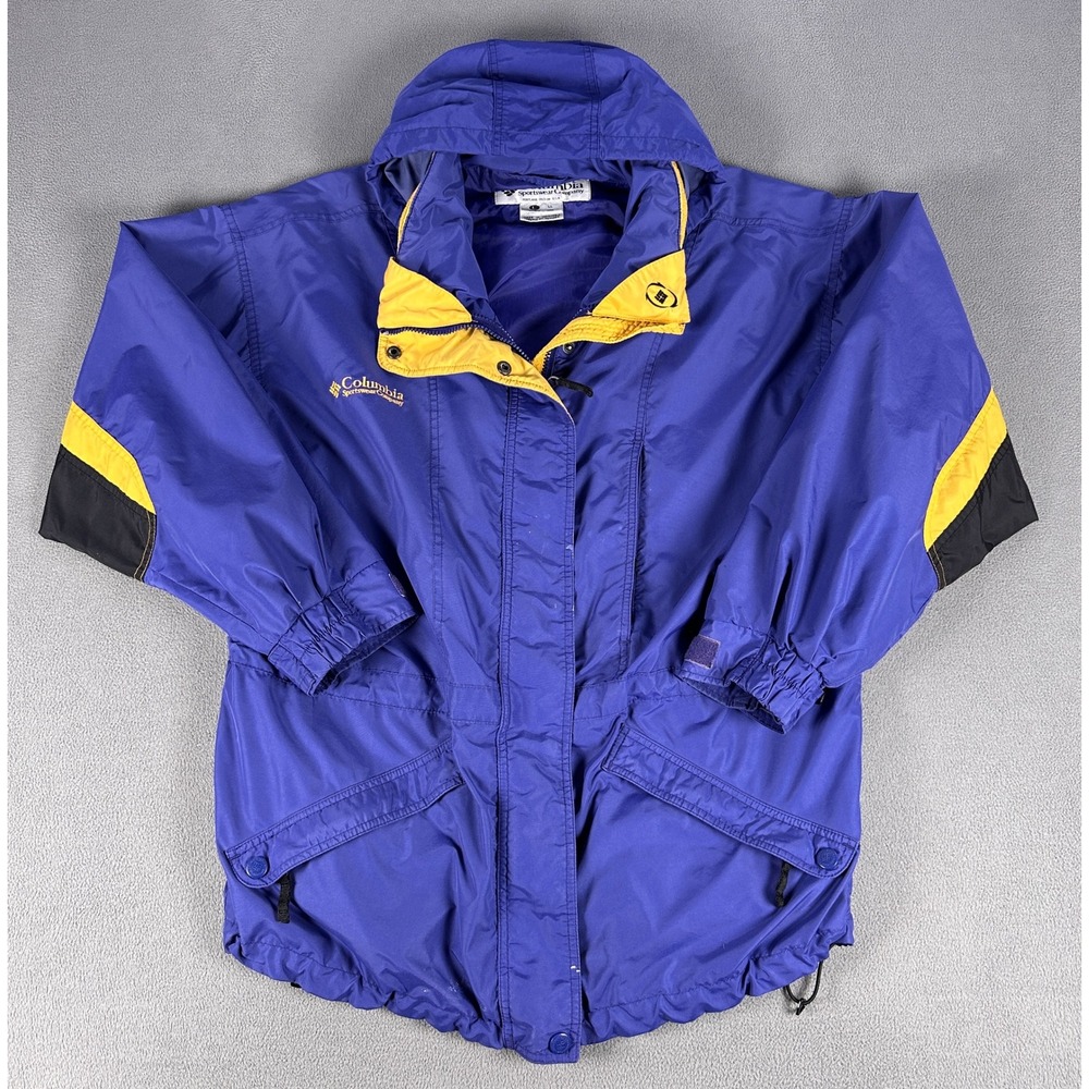Columbia Jacket Mens Large Purple Longs Peak Windbreaker Hooded Vintage Ski Snow